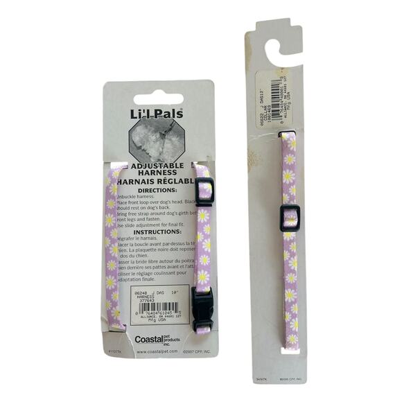 Li'l Pals Adjustable Harness and Collar Lilac Floral Puppy Size - Picture 2 of 2